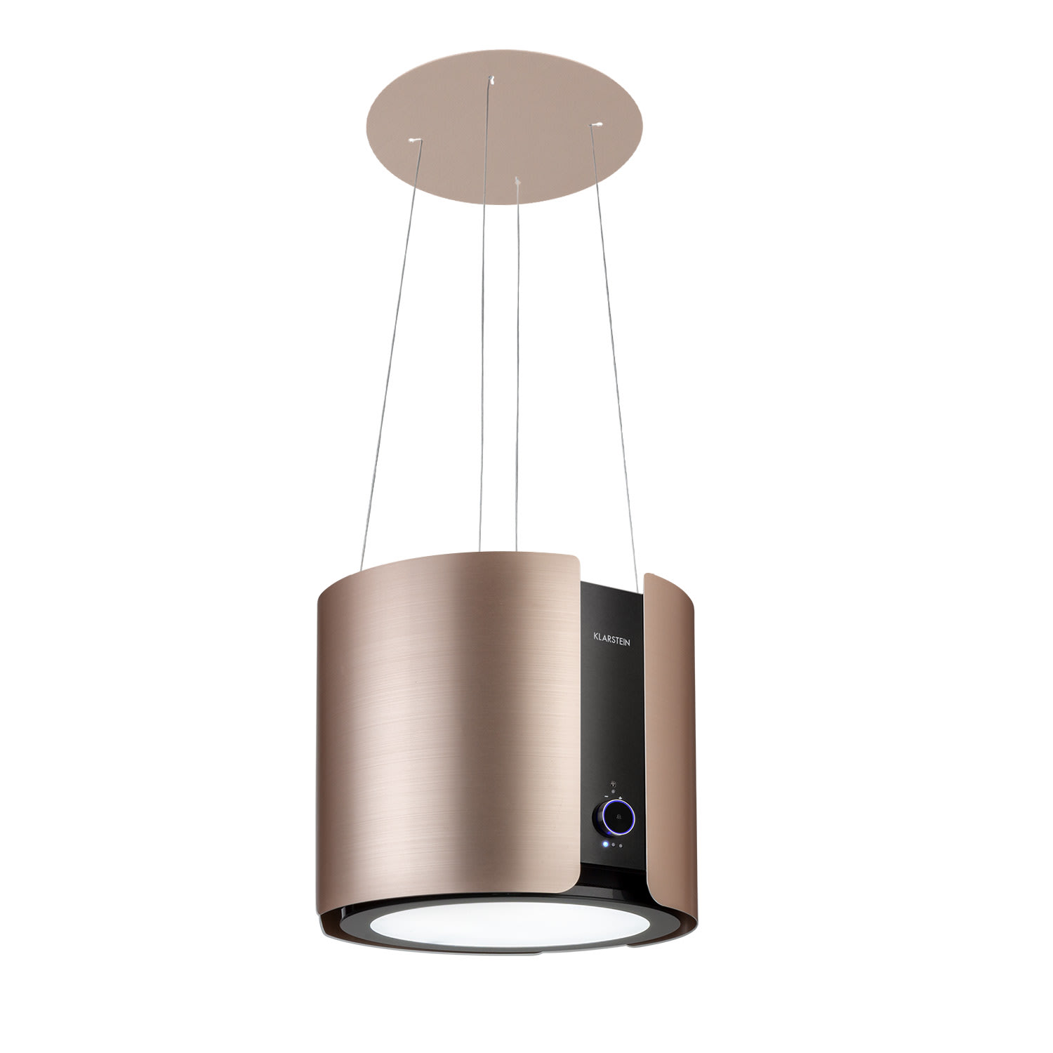 Klarstein Skyfall Smart, otočna napa, Ø 45 cm, recirkulacija, 402 m³ / h, LED, zlatna