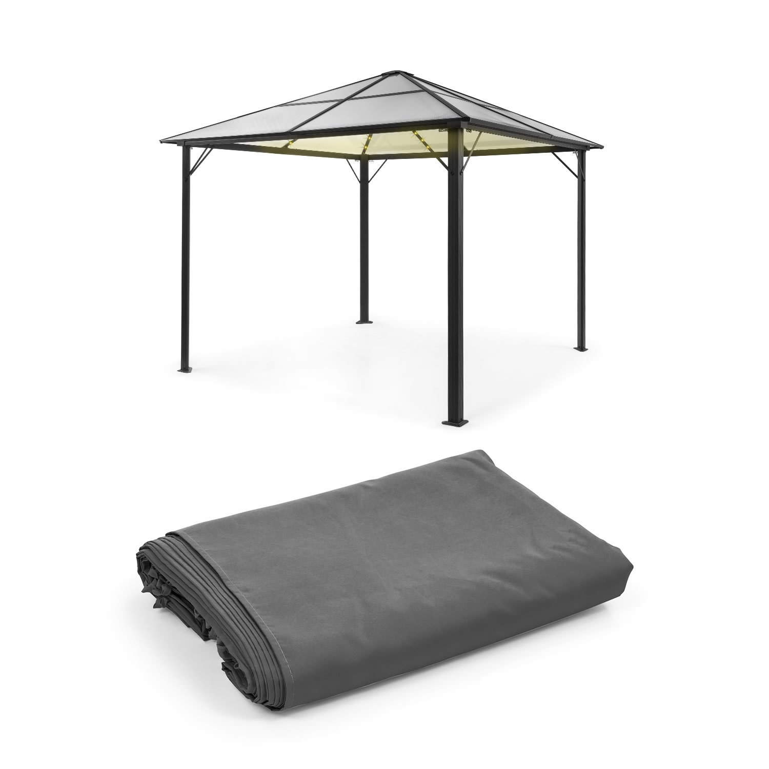 Blumfeldt Pantheon Solid Sky Ambient Solar, paviljon, 3 × 3 m, solarna rasvjeta