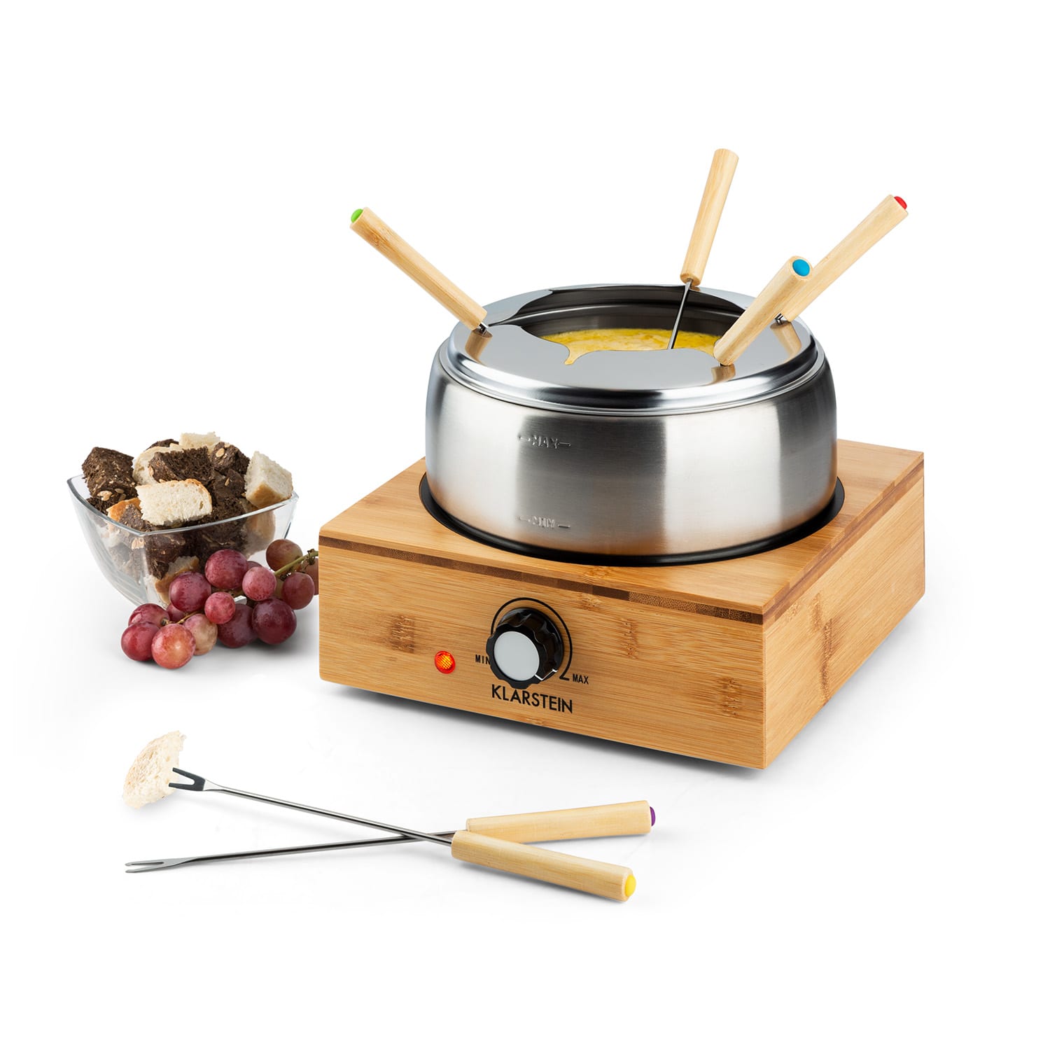 Klarstein Bambus Fondue, lonac od nehrđajućeg čelika, 800W
