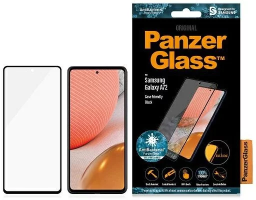 Zaštitno staklo PanzerGlass E2E Microfracture Samsung A72 Case Friendly AntiBacterial black (PRO7255)