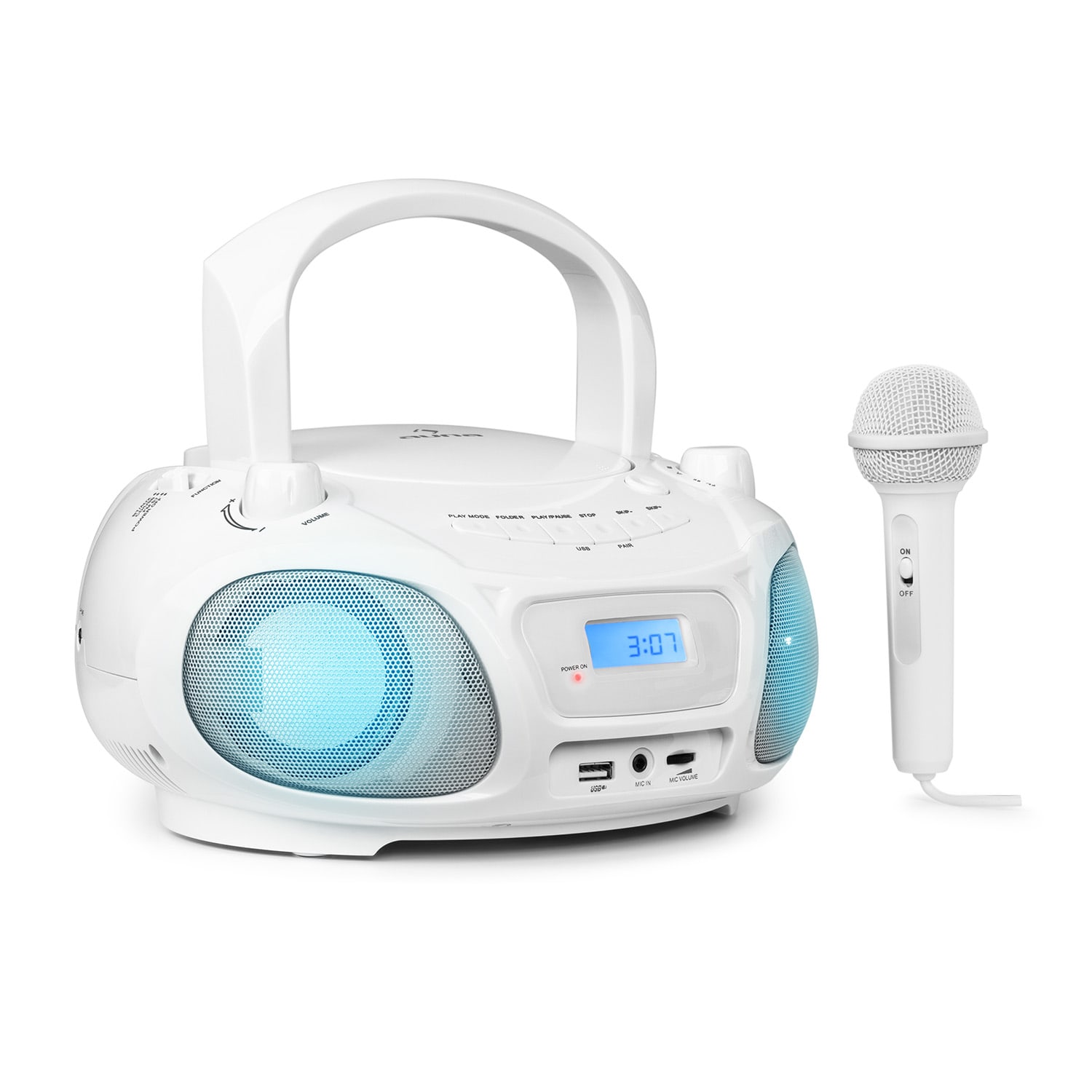Auna Roadie Sing CD Boombox FM Radio Light Show CD player Mikrofon