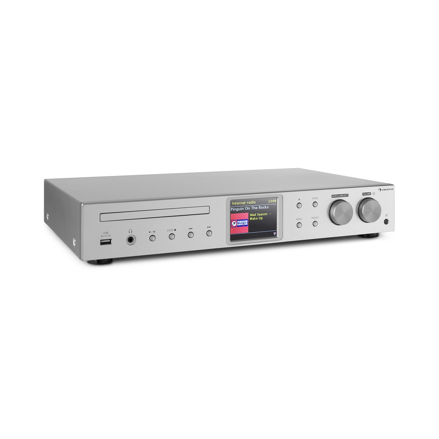 Auna iTuner CD, HiFi prijemnik, Internet/DAB+/ FM Radio CD-Player WiFi, srebrna boja