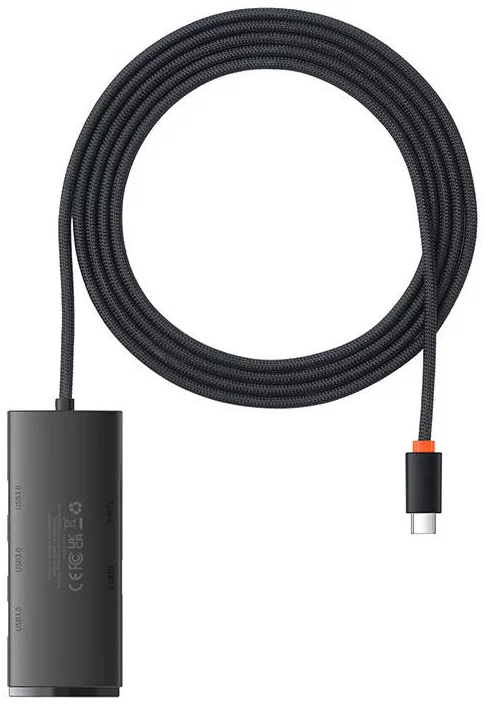 Baseus Lite Series Hub 4in1 USB-C to 4x USB 3.0 + USB-C, 2m (Black)