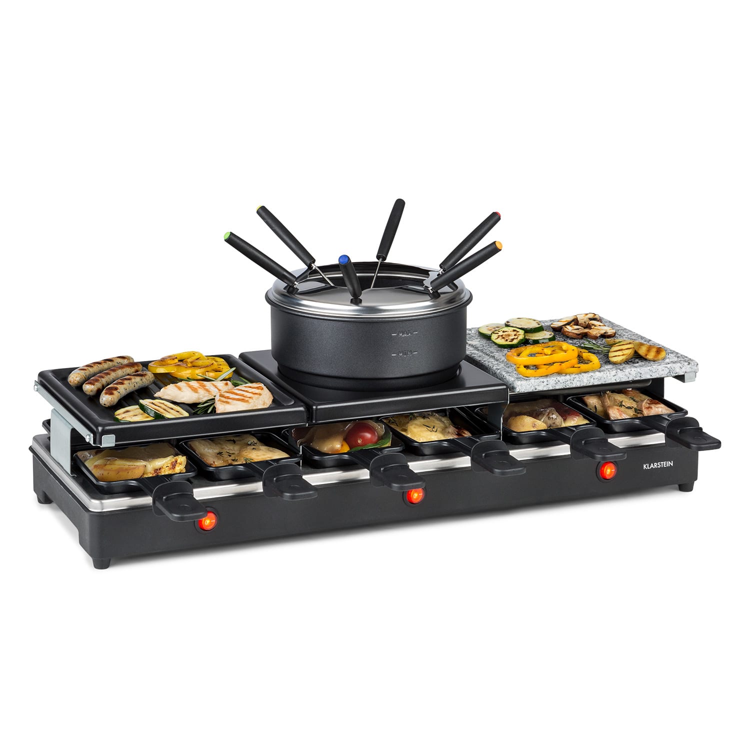 Klarstein Fonduelette XL, 3 u 1 raclette roštilj i fondue, prirodni kamen, 1650 W, 12 osoba