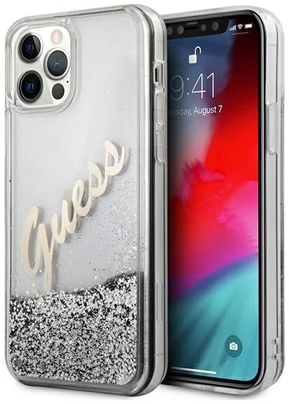 Maska Guess GUHCP12LGLVSSI iPhone 12 Pro Max 6,7" silver hardcase Glitter Vintage Script (GUHCP12LGLVSSI)