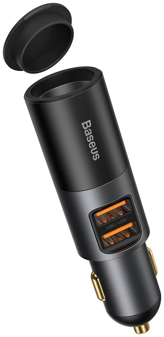 Punjac za auto Baseus Share Together Fast Charge Car Charger with Cigarette Lighter Expansion Port, 2x USB, 120W (Gray) (6953156206700)