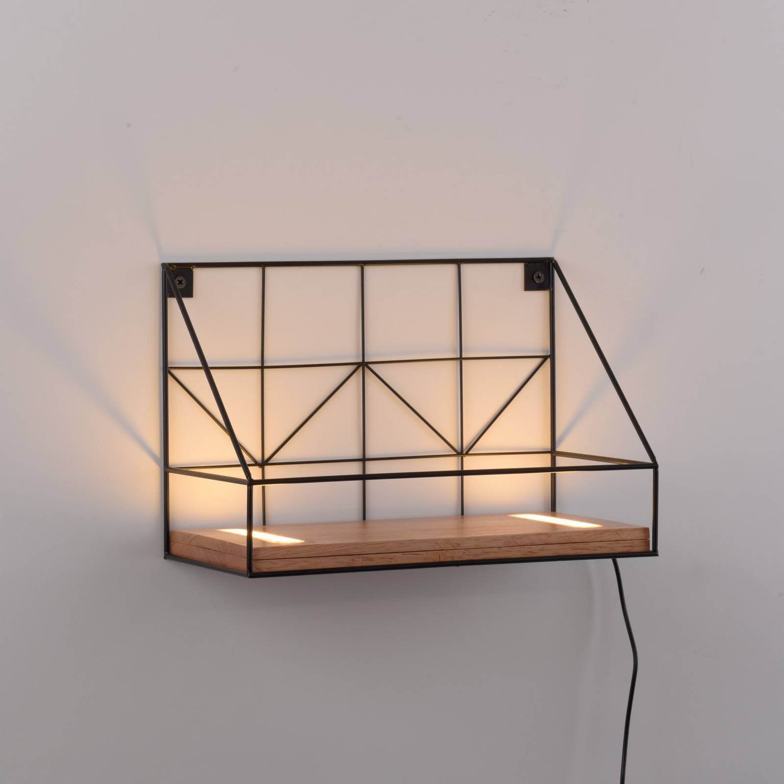 LED zidna rasvjeta Ploča s drvenom policom, 30x15cm