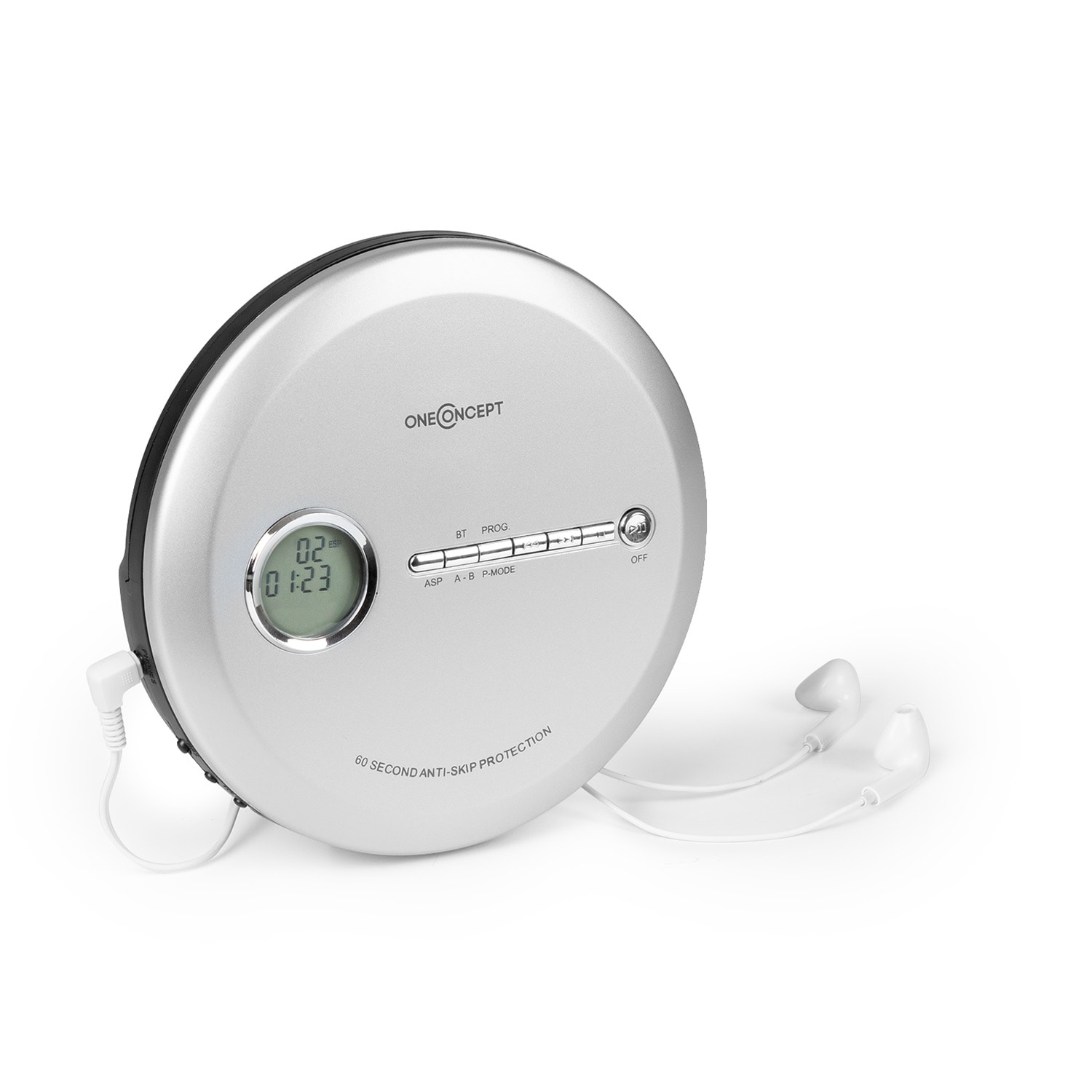 OneConcept CDC 100MP3, discman, prijenosni CD player, antishock, ESP, microUSB, srebrni