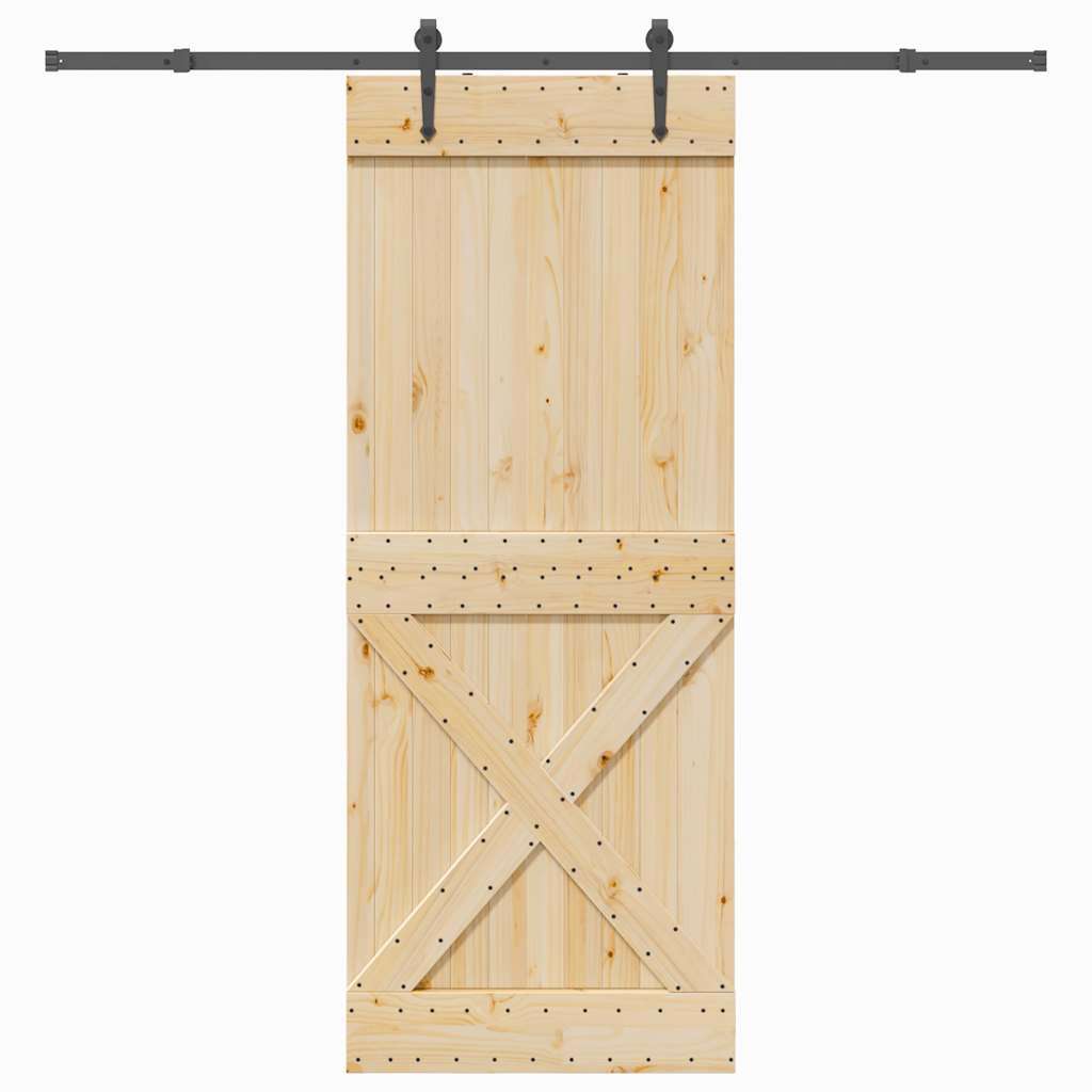 Klizna vrata s priborom za montažu 90 x 210 cm masivna borovina