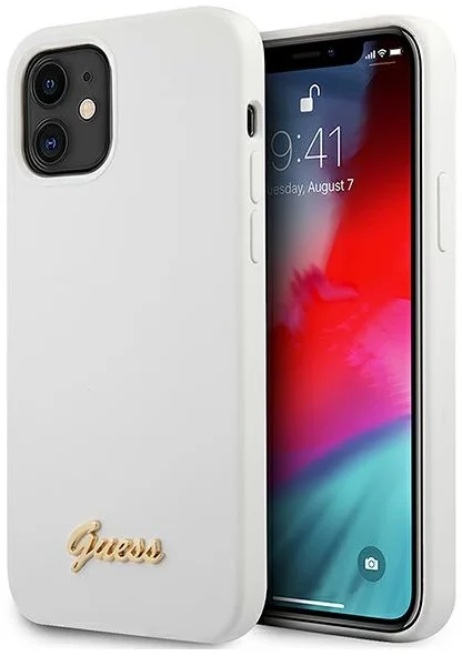 Maska Guess iPhone 12 mini 5,4" white hardcase Metal Logo Script (GUHCP12SLSLMGWH)