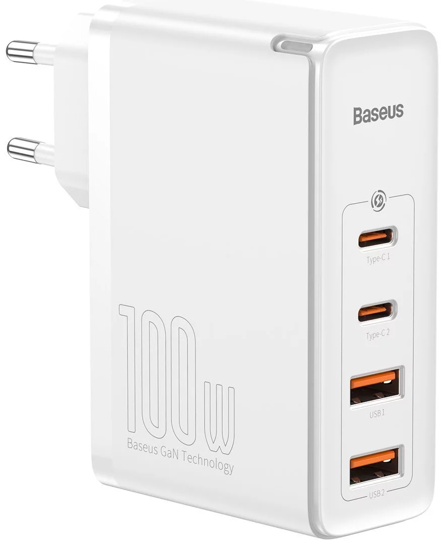 Punjač Baseus GaN2 Pro Quick Travel Charger 2x USB + 2x USB-C, 100W, EU (white)